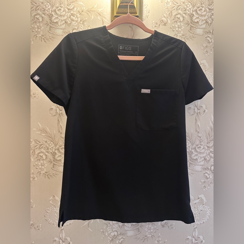 Figs Black Catarina Scrub Top XS